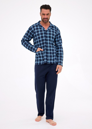 114/81 Cornette pijamale bărbați | Fermoar, 100% bumbac, guler și buzunare