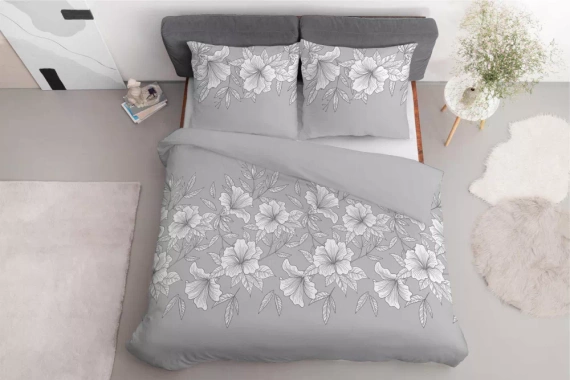 5086 B Home Satin Satin flori de pat Detexpol gri