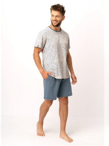 MNS 748 Key Pijamale pentru bărbați - ecru - blugi