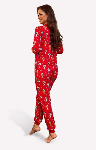 Salopetă de damă Dog 3 Cornette 786/473 – Roșu, Crăciun, Bumbac