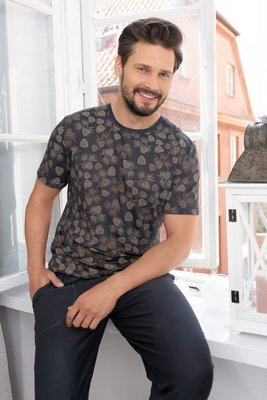 Pinus Pijamale pentru bărbați cu mânecă scurtă, pantaloni lungi Italian Fashion- print/grafite