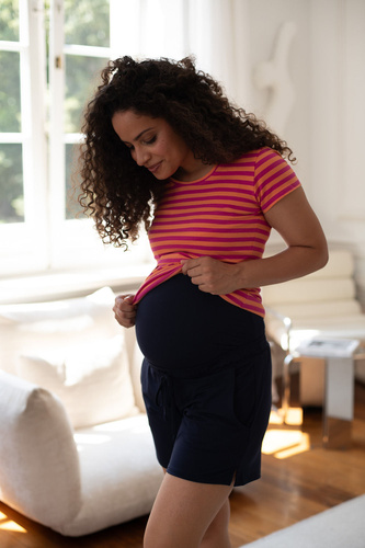 Milk&Love pantaloni scurți de maternitate din vâscoză, bleumarin, pentru vară
