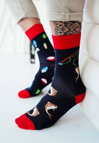 0125-054 Șosete Milena bărbați Avangard Fishing - bleumarin-roșu 1