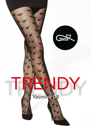 Dresuri Yasmine wz.08 Gatta – negre, ajurate cu inimioare, fără chilot