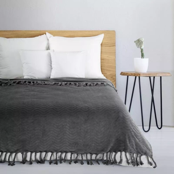 Cuvertura de pat Emma Patura cu franjuri, perdele euro, otel