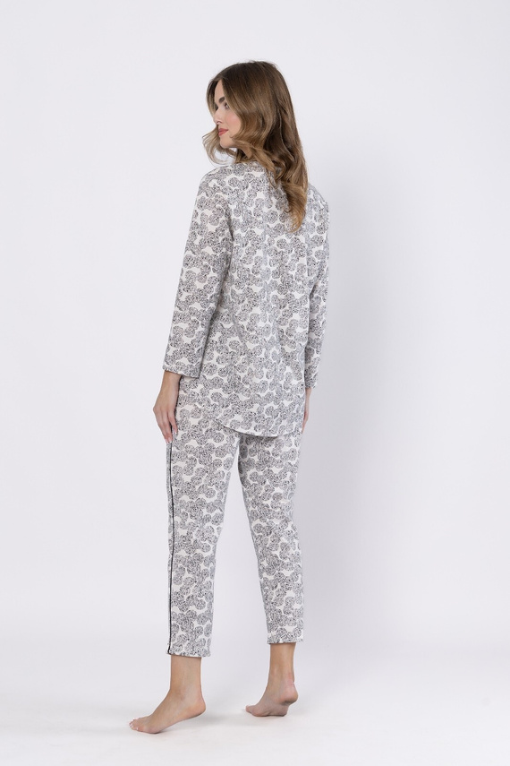 1609 Pijamale Bronia Leveza, negru - clasic, cu nasturi, maneci lungi