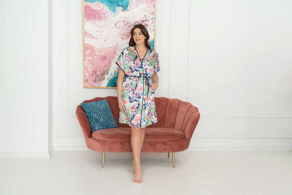 Halat de baie pentru femei Polynesia Italian Fashion - imprimeu floral