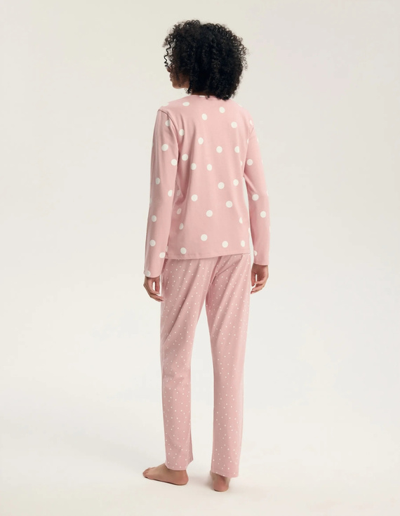 Henderson Gitte 45425 Pijamale damă lungi 100% bumbac, decolteu în V, dusty rose