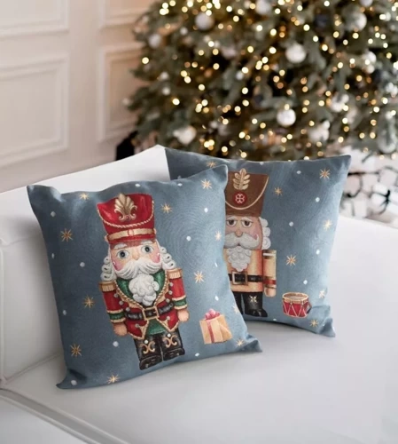 Chp 6082 Tapiserie de Crăciun Față de Pernă Spărgător de Nuci Perdele Euro Gri