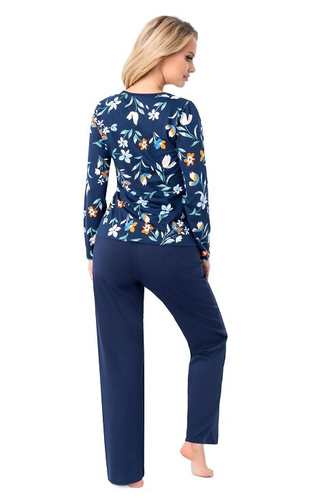 Caroline Long Donna – pijamale de damă din bumbac cu imprimeu floral, mâneci lungi și pantaloni