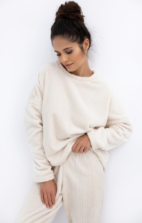 Pijamale Bridget Homewear Sensis pentru femei - Tricot cald, moale, ecru