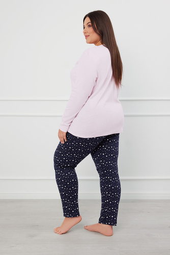 Libra Pijama de damă cu mânecă lungă și pantaloni Italian Fashion - roz/print 