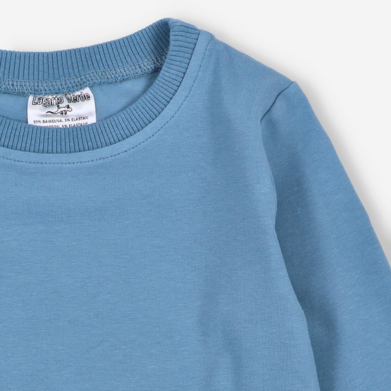 Bluză de băieți cu mânecă lungă KAR-1022 Lagarto Verde, albastră - bumbac cu elastan, producție poloneză