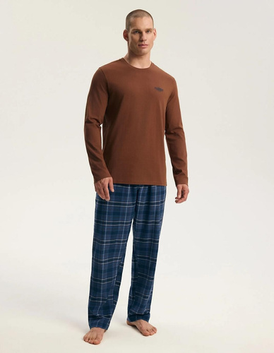 Pijamale bărbați Henderson 45451 Imago maro 100% bumbac flanel premium