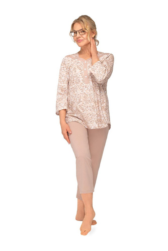 Pijama Lucyna II 271 Martel bumbac frunze mânecă 3/4 7/8