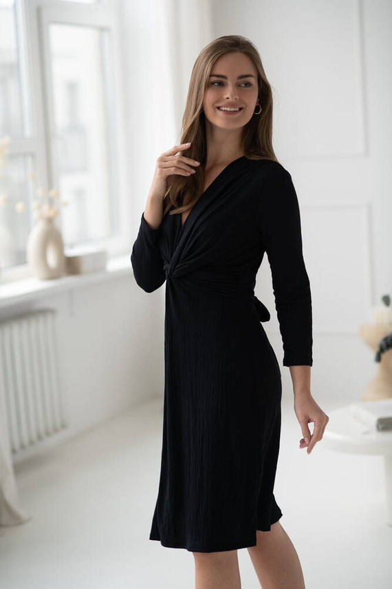 Rochie Loop de maternitate si alaptare, maneca 7/8, Milk&Love, neagra