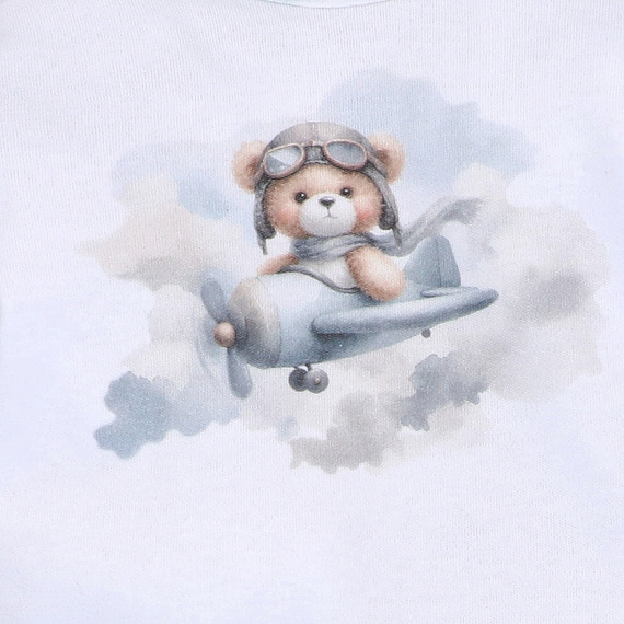 NINI ABN-5745/BIA body pentru bebeluși 100% bambus Baby Bear Pilot cu capse