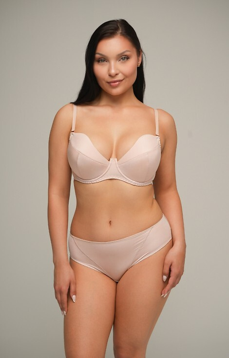 Sutien push-up bej 2202 Ava – bretele fine, detașabile, cu burete detașabil