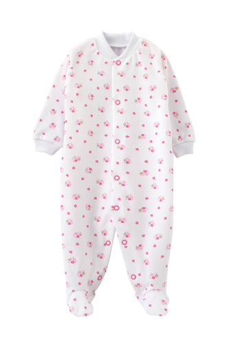 Salopeta pentru bebelusi Martex cu flori roz - bumbac, confortabil, prins, model fermecator