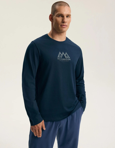 Henderson Fin 45499 Pijamale bărbați lungi 100% bumbac cu imprimeu steel blue