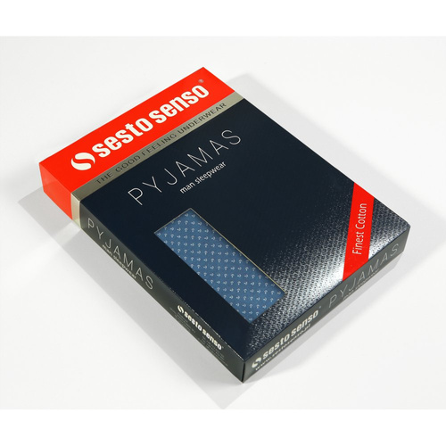 Pijamale bărbați Sesto Senso cu mâneci scurte cu fermoar - blugi ancoră