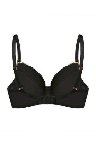 Sutien Full Cup Petra Mefemi by Nipplex – negru, susținere totală, dantelă elegantă, interior din bumbac, push-up detașabil, ideal pentru bust mediu și mare