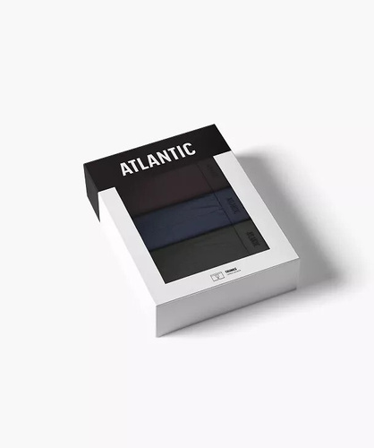 Boxeri bărbați Atlantic 3MH-0111 A3, set 3 bucăți, maro-indigo-khaki, 95% bumbac, croială ajustată