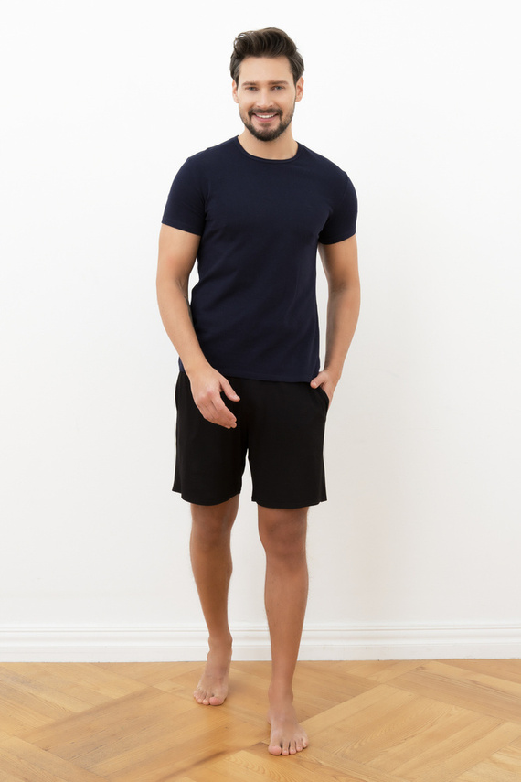 Tricou cu mânecă scurtă pentru bărbați Ikar Italian Fashion - albastru marin