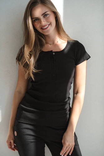 Tummy Bluză de maternitate și alăptare cu mâneci scurte Milk&Love negru