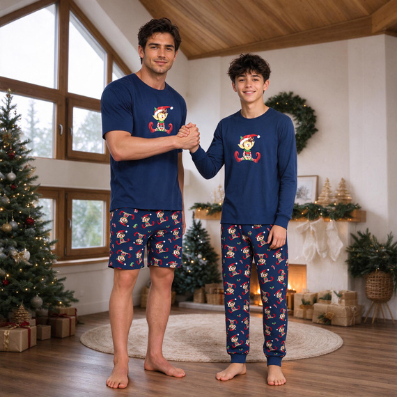 Cornette Elf 2 Christmas 967/62 Pijamale pentru tineret bleumarin 100% bumbac