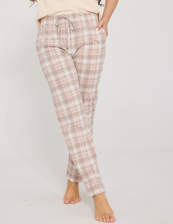 Pantaloni de pijama damă Cornette 690/51 100% bumbac, carouri pastelate