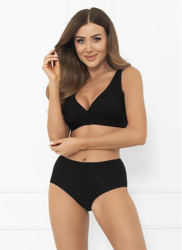 Libra chiloți maxi pentru femei cu accent de dantelă | Italian Fashion negru