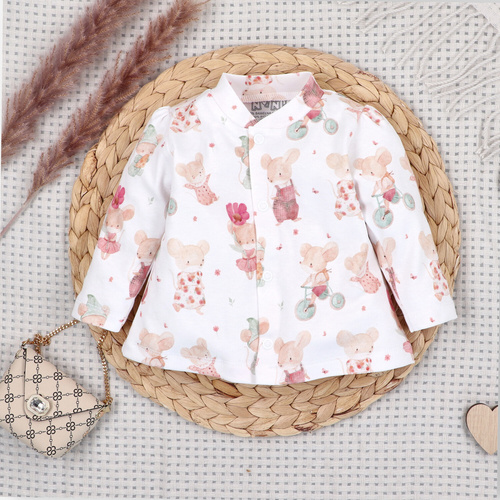 Nini Cardigan Nou-născut Little Mouse 100% Bumbac Organic – Fabricat în Polonia