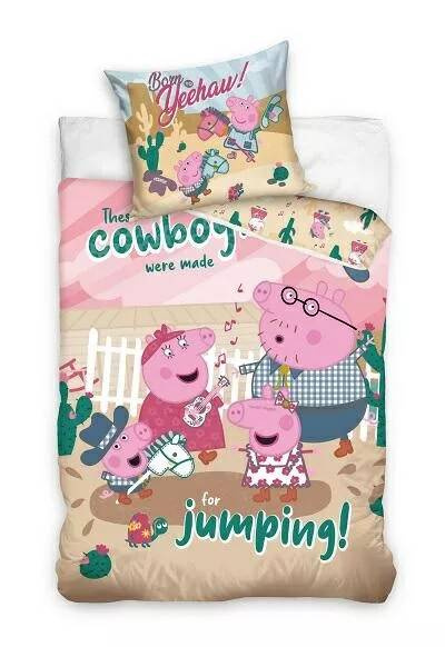 Lenjerie de pat din bumbac roz Peppa Pig Carbotex