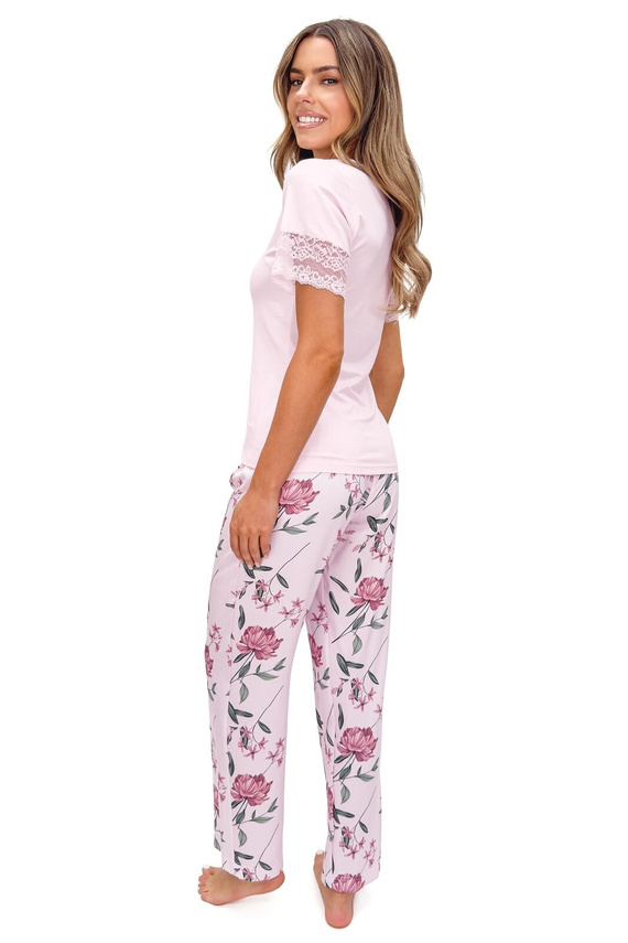 Pijama damă Donna Gabriela Long vâscoză dantelă decolteu V confort