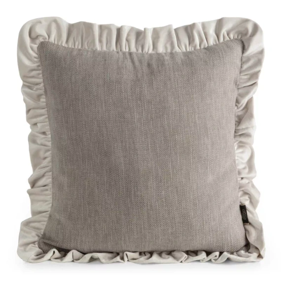 Eurofirany Elvara față de pernă decorativă 45x45 velur cu volănaș - bej