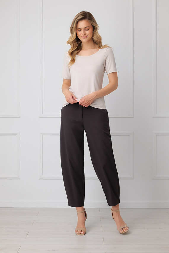 Bluză damă Italian Fashion Liza 93% bambus, mânecă scurtă, elastică - bej
