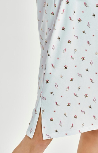 3433 Cămașă de noapte damă Elodie Taro, albă - bumbac cu flori