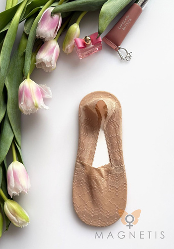 Balerini damă Magnetis GC-251144 din dantelă cu silicon – șosete invizibile beige