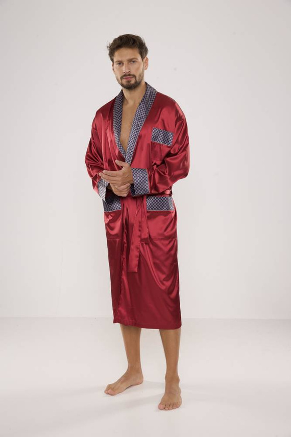 940 Halat de baie din satin pentru bărbați Forex - maro