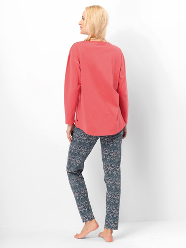 Pijamale dama Key LNS 703 coral – bumbac, maneca lunga, eleganta