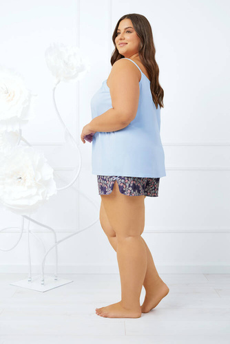 Pijama pentru femei Gonesa slim-fit, pantaloni scurți Italian Fashion - albastru/print