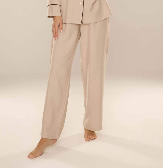 Maeve 875 De Lafense pantaloni de pijama pentru femei - lungi, uni, cu buzunare - nisip