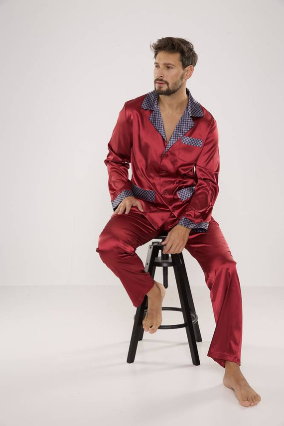 939 Pijama bărbătească Satin Maroon
