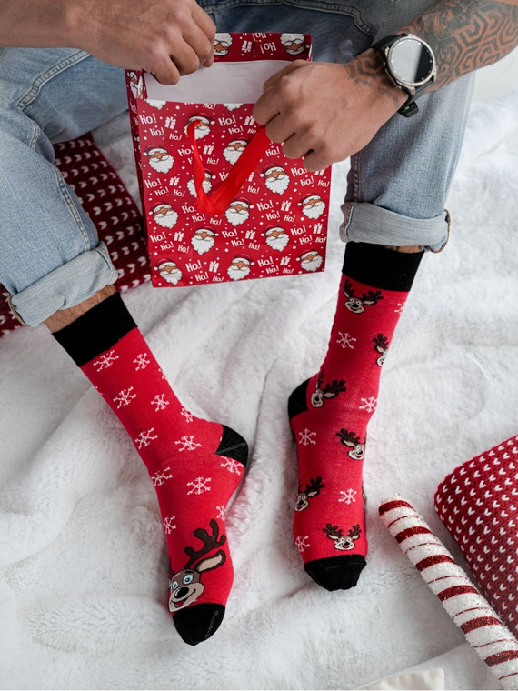 1290.039 Șosete de Crăciun Milena cu reni – Neasortate, roșii