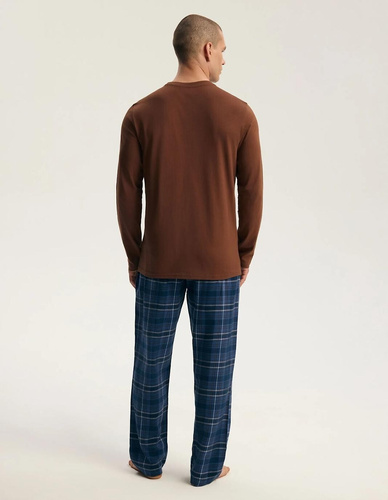Pijamale bărbați Henderson 45451 Imago maro 100% bumbac flanel premium
