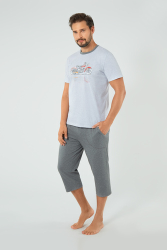 Junak Men's Short Sleeve and 3/4 Pants Italian Fashion - j.amestec/r.melange