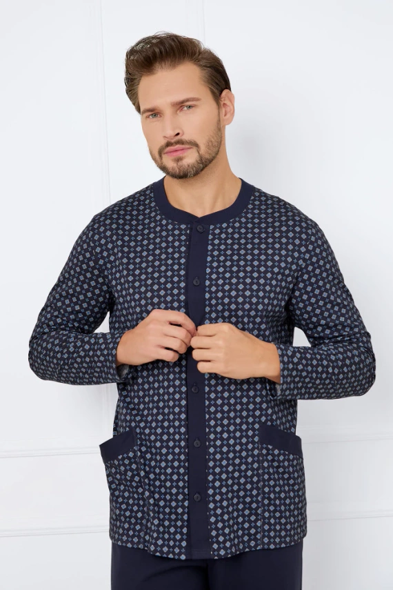 Rajmund Pijama cu mânecă lungă pentru bărbați, pantaloni lungi Italian Fashion - print/verde