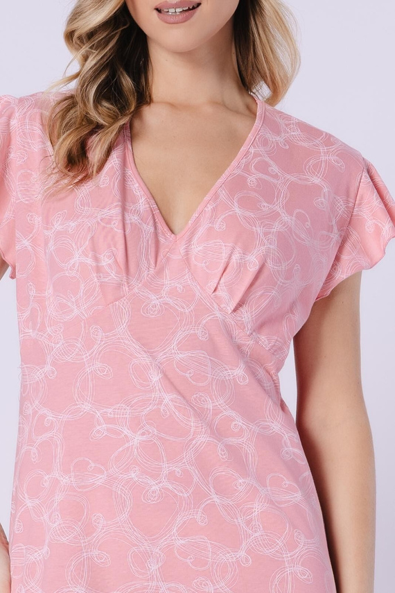 Marietta Leveza 1714 – cămașă de noapte din bumbac, decolteu V, lungime genunchi