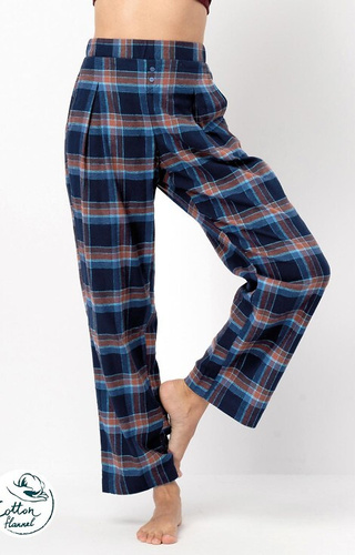 Pantaloni de pijama de dama LHE 431 Key, bleumarin - flanel din bumbac in carouri